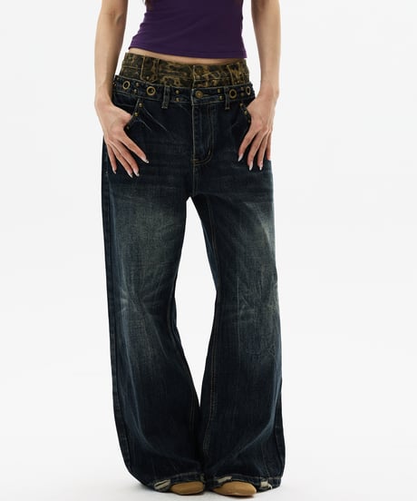 LEOPARDLAYER LOOSE DENIM