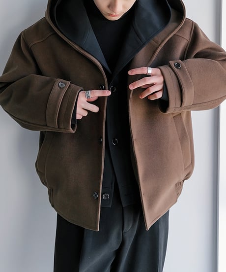 WOOL-MIX LAYERED SHORT COAT /2color
