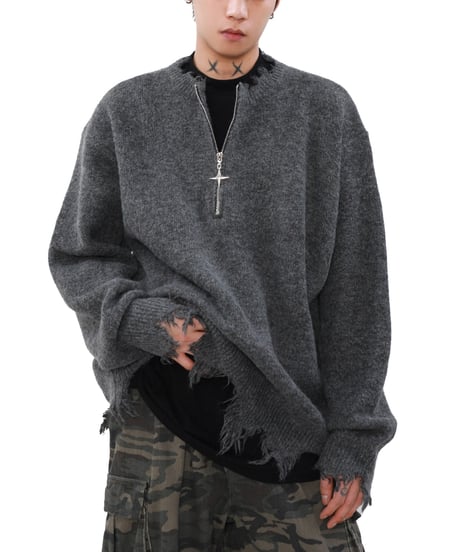 ASHNOISE HALF ZIP KNIT /2color