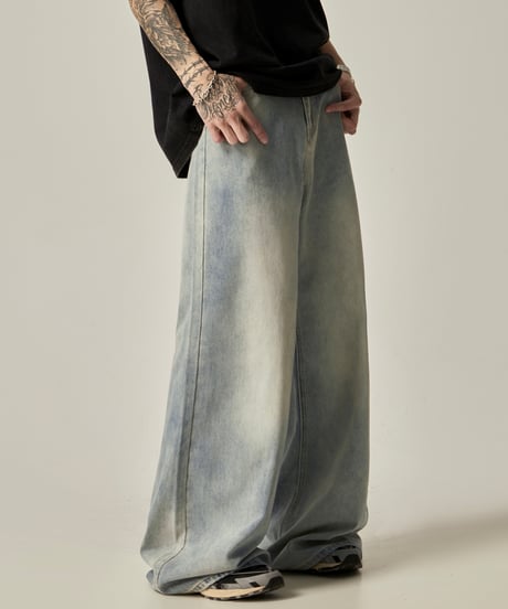 RETRO DRAPE WIDE JEANS