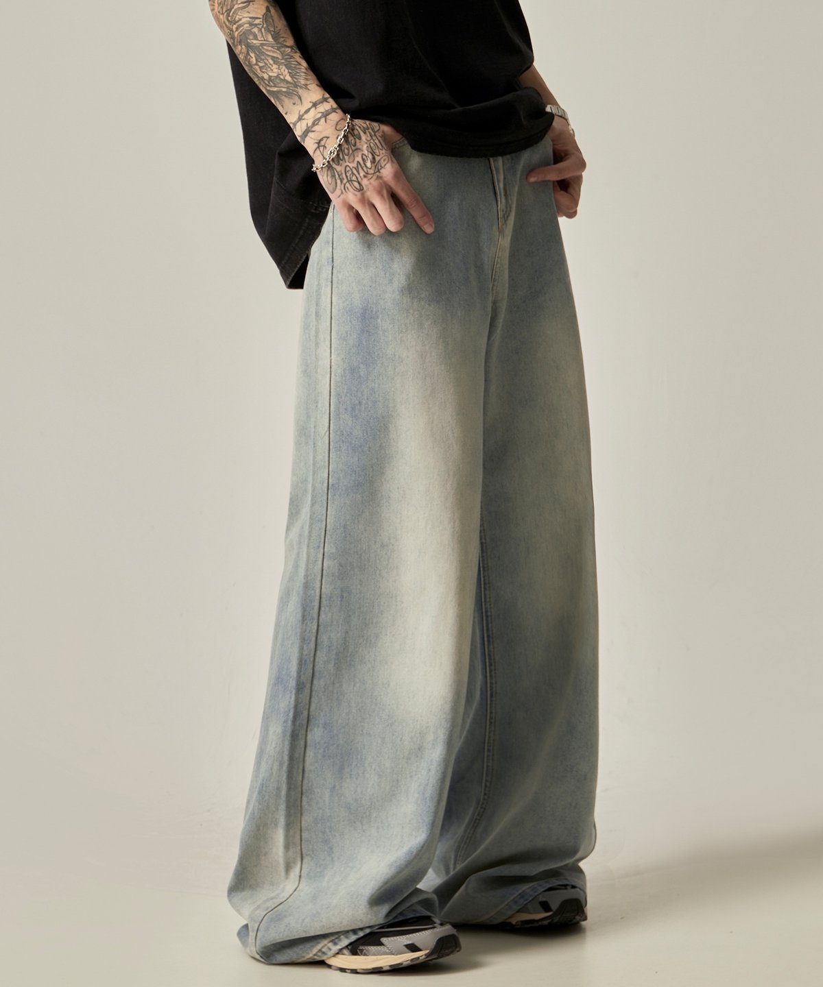 FACADE PATTERN ♥ Wide tapered denim / 追跡付 RETRO DRAPE WIDE JEANS | Urban Edge