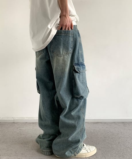 VINTAGE WASHED CARGO DENIM