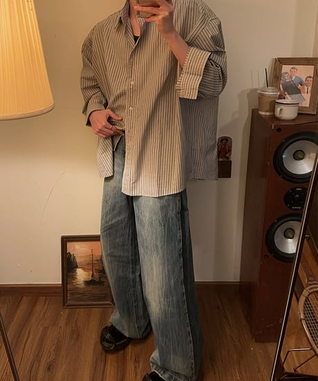 LOOSE PINSTRIPE COTTON SHIRT