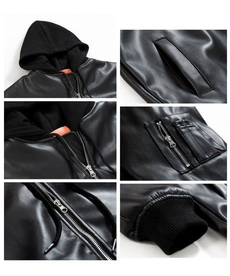 FAUX LEATHER HOODED BLOUSON