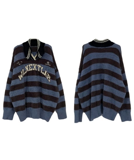 LOOSE BORDER SKIPPER KNIT /2color