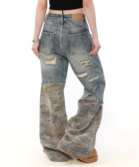 MILITARY DAMAGED LOOSE DENIM