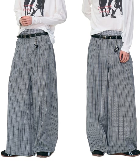 URBAN CHECK WIDE PANTS