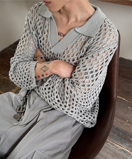 VOID MESH SKIPPER KNIT /2color