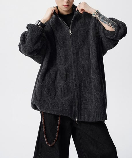 LUXCABLE W-ZIP CARDIGAN /3color