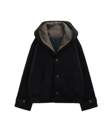 WOOL-MIX LAYERED SHORT COAT /2color
