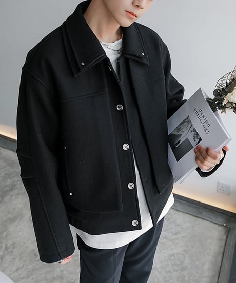 LAYERED WOOL MIX JACKET /2color