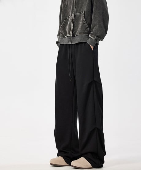 PLEATED WIDE PARACHUTE PANTS /2color