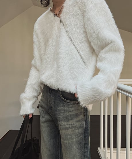 MINKWAVE CROSS ZIP KNIT /2color