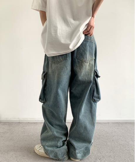 VINTAGE WASHED CARGO DENIM