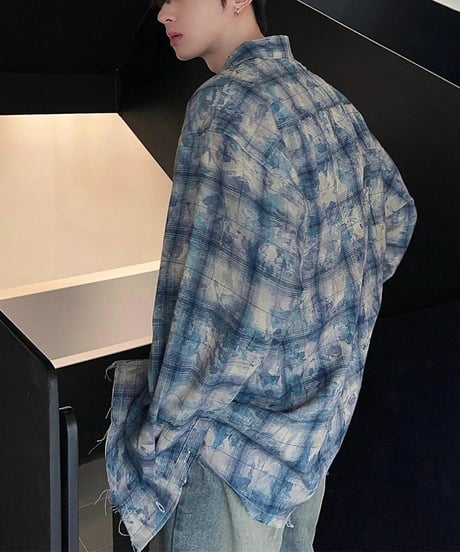LOOSE TIE-DYE CHECK SHIRT
