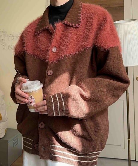 SPLICE KNIT CARDIGAN JACKET /2color