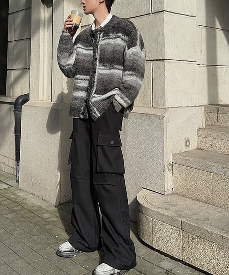 MOHAIR-LIKE STRIPED KNIT CARDIGAN /5color
