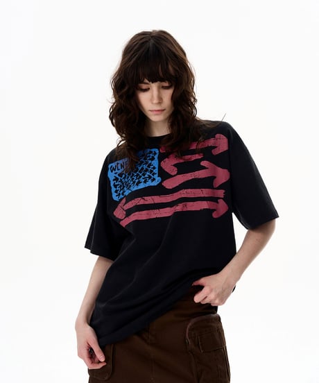 VINTAGEFLAG PRINT TEE /2color