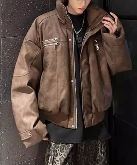FAUX LEATHER DOWN BLOUSON /2color
