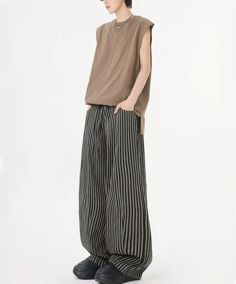 WIDE DRAPE STRIPED PANTS /2color