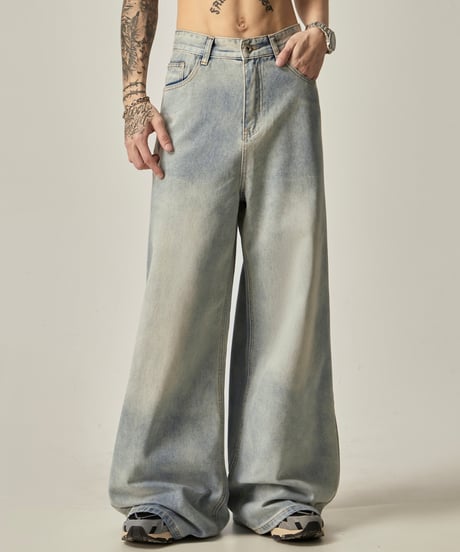 RETRO DRAPE WIDE JEANS