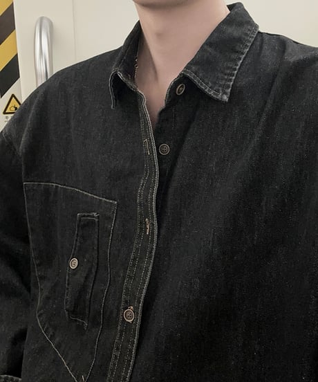 LOOSE RETRO BLACK DENIM SHIRT