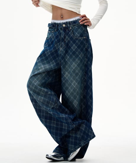PLAIDCORE WIDE DENIM