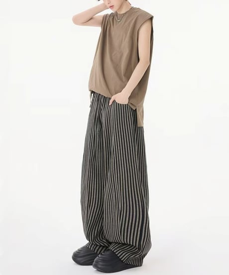 WIDE DRAPE STRIPED PANTS /2color