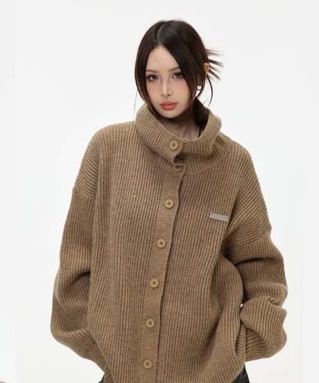 CHUNKY KNIT TURTLE CARDIGAN /3color