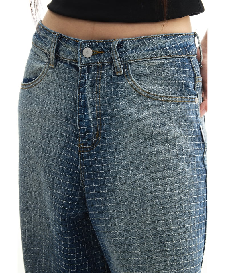 即納】GRID WIDE DENIM PANTS | Urban Edge