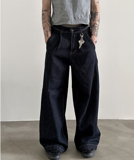 INDIGO COTTON WIDE JEANS