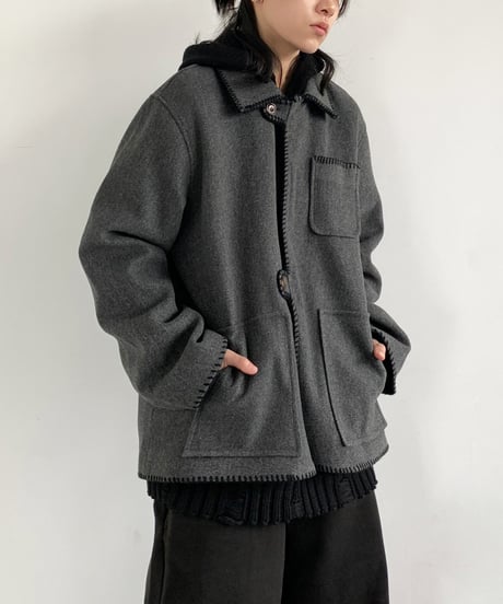 WOOL-LIKE EDGE STITCH COAT /2color