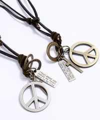 PEACE MARK LEATHER NECKLACE /2color