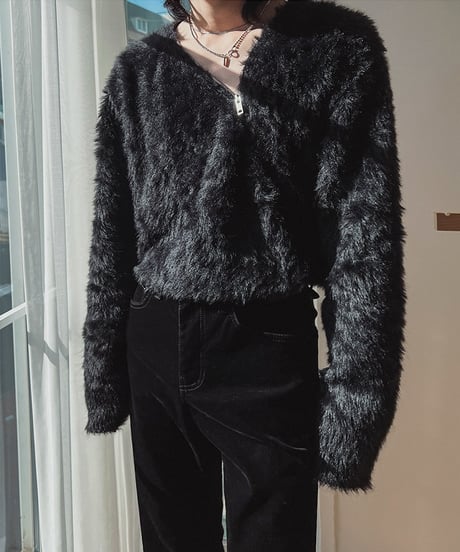 MINKWAVE CROSS ZIP KNIT /2color