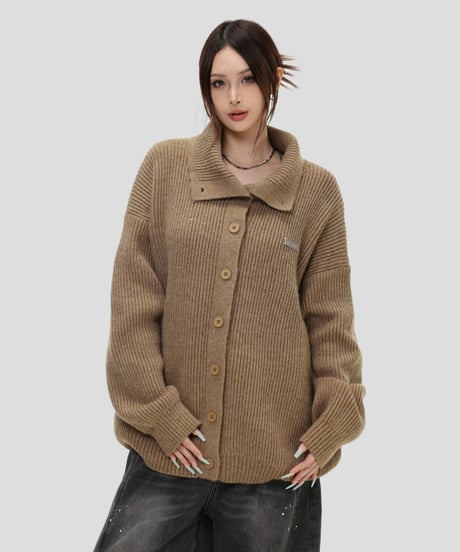 CHUNKY KNIT TURTLE CARDIGAN /3color