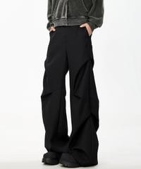 PLEATED WIDE PARACHUTE PANTS /2color