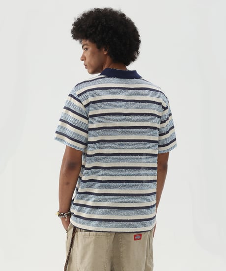 TEXTURESTRIPE KNIT POLO /2color