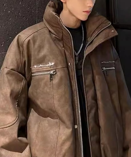 FAUX LEATHER DOWN BLOUSON /2color