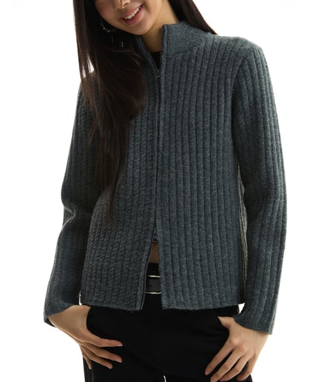 ASYMMETRIC KNIT SHORT JACKET /2color