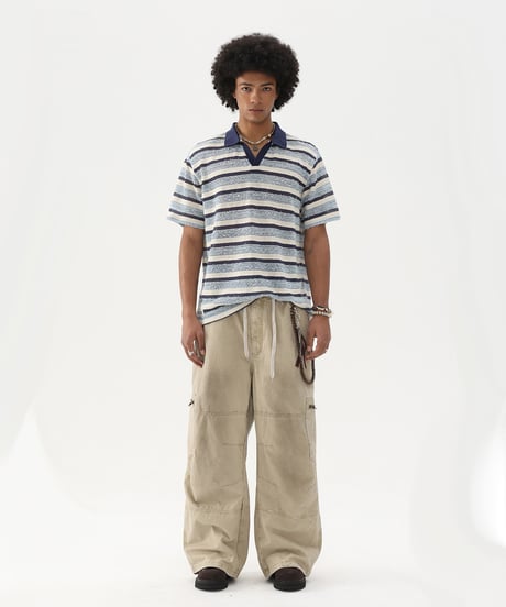 TEXTURESTRIPE KNIT POLO /2color