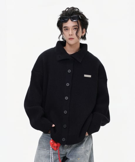 CHUNKY KNIT TURTLE CARDIGAN /3color