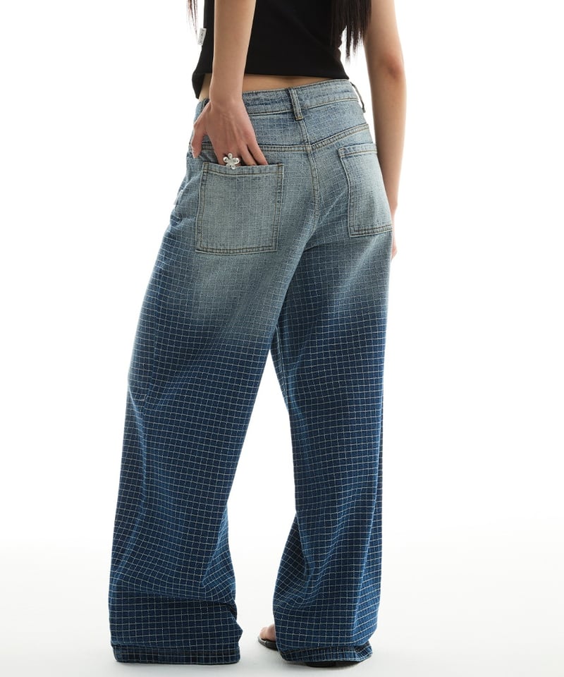 即納】GRID WIDE DENIM PANTS | Urban Edge