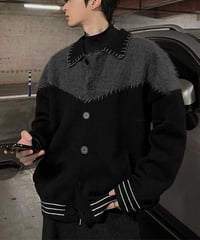 SPLICE KNIT CARDIGAN JACKET /2color