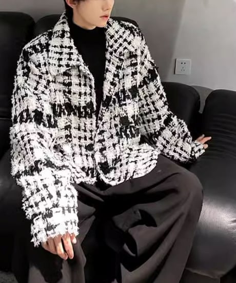 ROUGH GRID TWEED JACKET