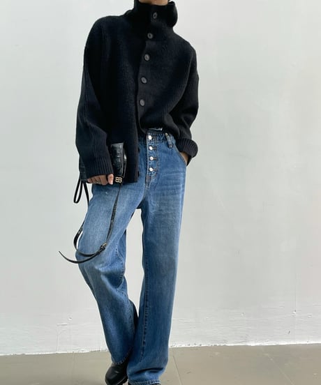 HIGH-COLLAR KNIT CARDIGAN /3color