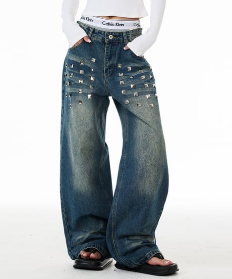 STUDFADE LOOSE DENIM /2color