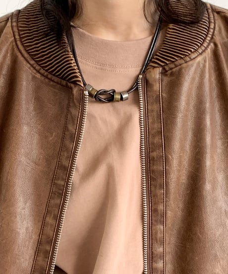 VINTAGE FAUX LEATHER JACKET  /2color