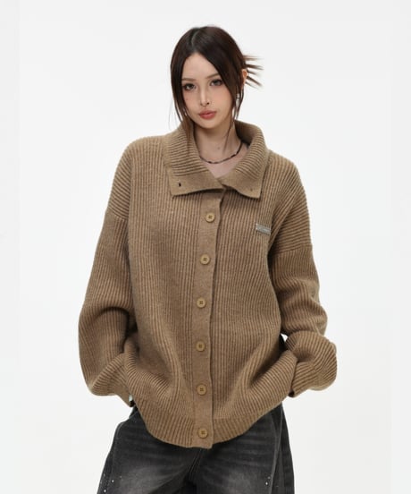 CHUNKY KNIT TURTLE CARDIGAN /3color