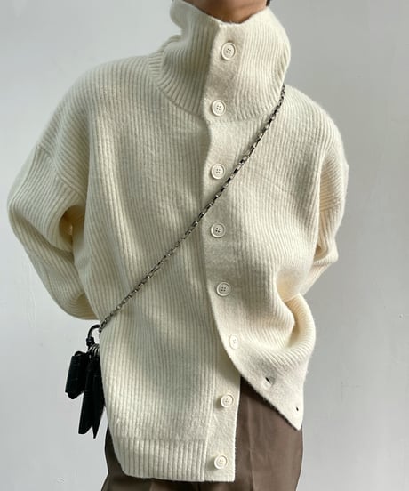 HIGH-COLLAR KNIT CARDIGAN /3color