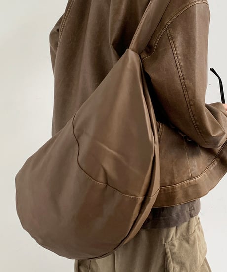 FAUXLEATHER ROUND SHOULDER BAG /2color